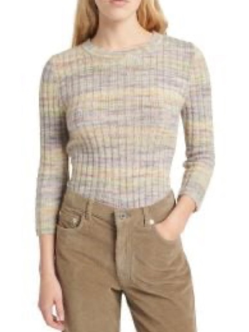 Vanessa Bruno Multicolor Pastel Ribbed Crewneck Sweater